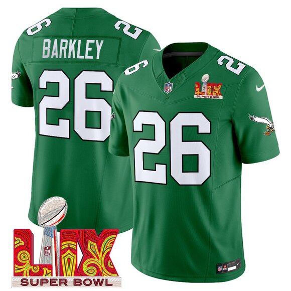 Mens Youths Kids Womens Saquon Barkley Super Bowl LIX Jersey Green Stitched